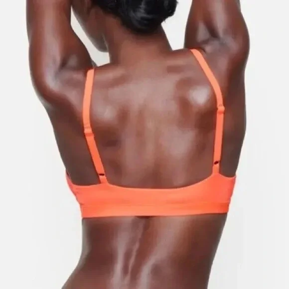 SKIMS Everyday Bralette in‎ Neon Orange Traingle XXS Womens New Solid Adjustable - Picture 2 of 7